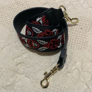 Leather bag strap with embroidery